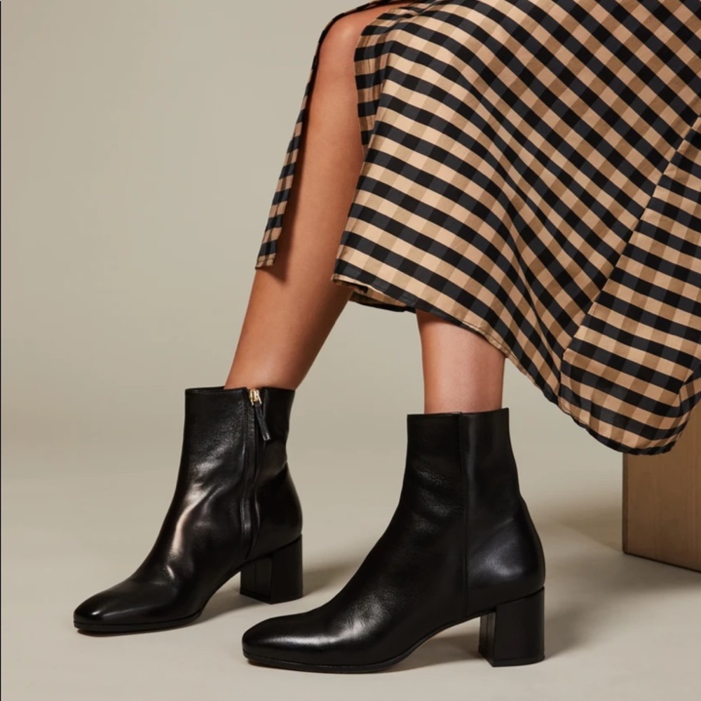 M.Gemi Black leather corsa concavo boots (37.5)